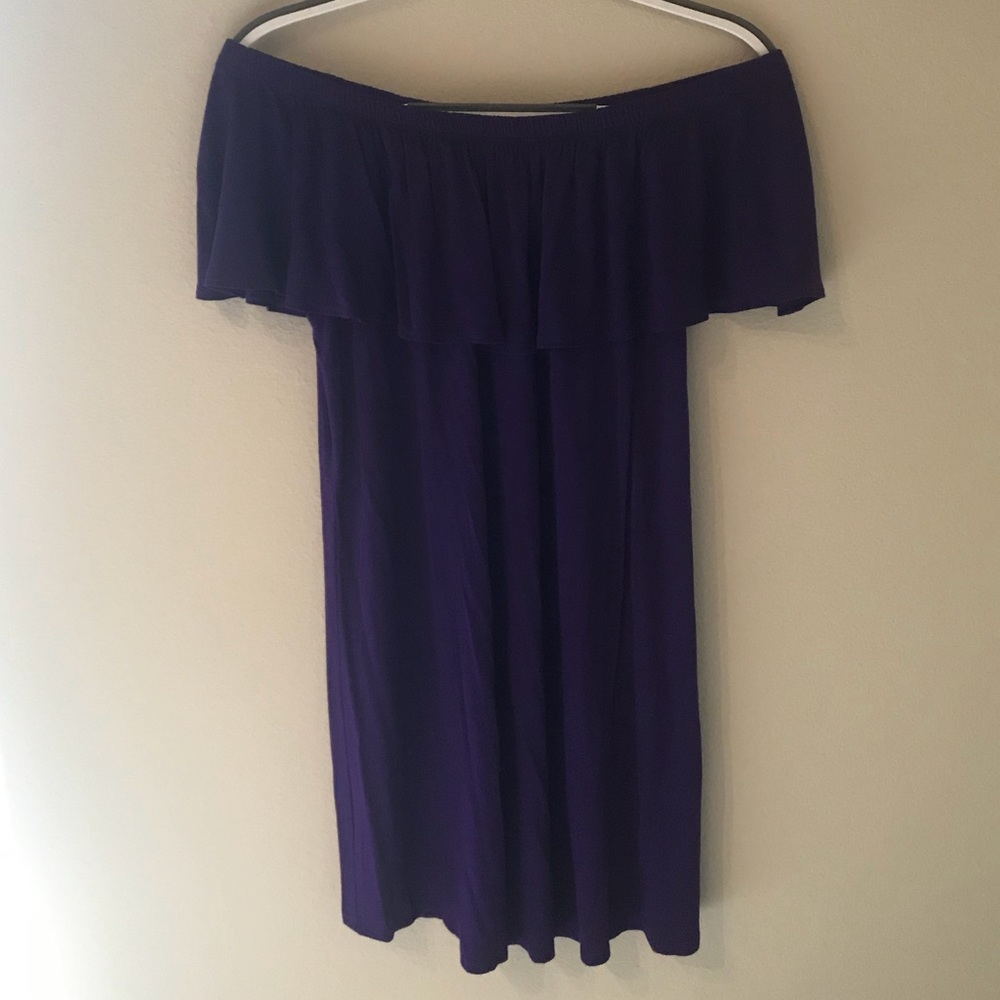 Purple off the shoulder dress